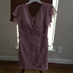 Lovely Mauve Dress With Inlaid Brooch